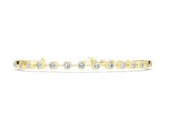 Round Diamond Hexagon Bezel Continuous Tennis Bracelet Set in Yellow gold