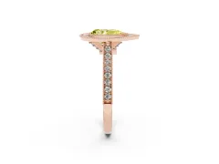 Fancy Yellow Pear Cut Diamond Halo Milgrain Pavé Band Ring Set in Rose gold with Prong Setting