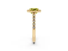 Fancy Yellow Radiant Cut Diamond Halo Ring Set in Yellow gold with Pavé Milgrain Band
