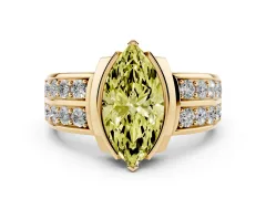 Fancy Yellow Marquise Cut Diamond Wide Channel Set Band Ring Set in Yellow gold with Bezel Setting