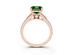 Fancy Green Asscher Cut Diamond Split Shank Pavé Engagement Ring Set in Rose gold with Prong-Set Center Stone