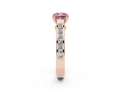 Fancy Pink Cushion Cut Diamond Channel Set Solitaire Engagement Ring Set in Rose gold with Prong Setting