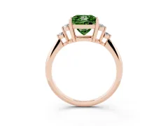 Fancy Green Princess Cut Diamond Cluster Ring Set in Rose gold with Plain Band and Prong Setting