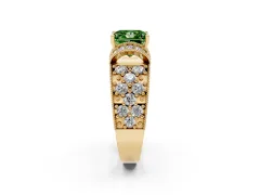 Fancy Green Princess Cut Diamond Milgrain Halo Pavé Engagement Ring Set in Yellow gold with Prong Setting