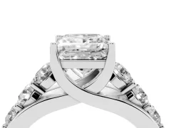 Princess Cut Diamond Pavé Engagement Ring Set in Platinum with Prong Setting