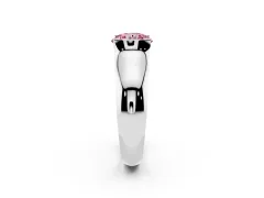 Fancy Pink Round Cut Diamond Bezel Solitaire Ring Set in Silver with Wide Band