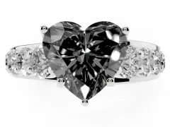Fancy Black Heart Cut Diamond Pavé Engagement Ring Set in Silver with Prong Setting