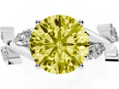 Fancy Yellow Round Cut Diamond Solitaire Ring Set in Silver with Twisted Marquise Accent Band