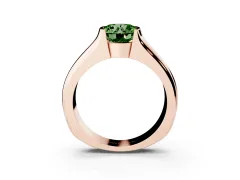 Fancy Green Round Cut Diamond Bezel Solitaire Ring Set in Rose gold with Wide Band