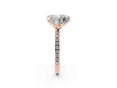 Emerald and Heart Toi Moi Ring Set in Rose gold with Prong Setting and Pavé Band