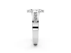 Marquise Cut Diamond Solitaire Ring Set in White gold with Channel-Set Accent Stones and Prong Setting