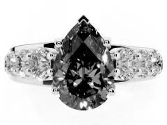 Fancy Black Pear Cut Diamond Pavé Engagement Ring Set in White gold with Prong Setting