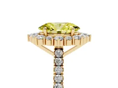 Fancy Yellow Oval Cut Diamond Halo Ring Set in Yellow gold with Pavé Band and Prong Setting