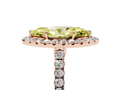 Fancy Yellow Marquise Cut Diamond Halo Pavé Engagement Ring Set in Rose gold with Prong Setting