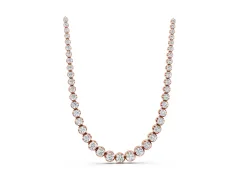 Round Diamond Tennis Necklace Set in Rose gold with Bezel and Prong Setting