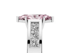 Fancy Pink Marquise Cut Diamond Solitaire Ring Set in White gold with Channel-Set Accent Stones and Prong Setting