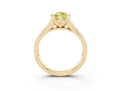 Fancy Yellow Marquise Cut Diamond Bezel-Set Solitaire Ring Set in Yellow gold with Channel-Set Band