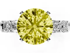 Fancy Yellow Round Cut Diamond Five-Stone Prong Set Engagement Ring Set in Platinum with Channel Band