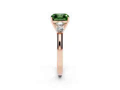 Fancy Green Asscher Cut Diamond Five-Stone Prong Set Band Ring Set in Rose gold with Polished Band