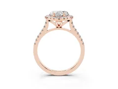 Heart Cut Diamond Cushion Halo Ring Set in Rose gold with Pavé Band