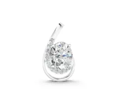 Round Diamond Swirl Pendant Set in Silver with Prong-Set Center and Polished Wrap