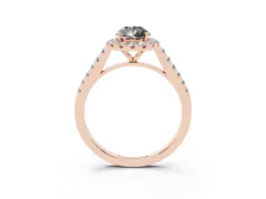 Fancy Black Pear Cut Diamond Halo Pavé Engagement Ring Set in Rose gold with Prong Setting