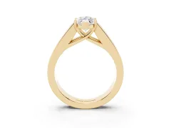 Marquise Cut Diamond Solitaire Ring Set in Yellow gold with Channel-Set Accent Stones and Prong Setting