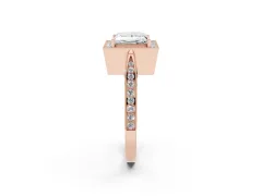 Princess Cut Diamond Halo Engagement Ring Set in Rose gold with Accent Split Shank Band
