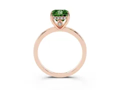 Fancy Green Princess Cut Diamond Solitaire Ring Set in Rose gold with Plain Band and Prong Setting