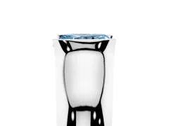 Fancy Blue Radiant Cut Diamond Bezel Solitaire Ring Set in Silver with Wide Band
