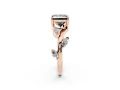 Fancy Black Princess Cut Diamond Solitaire Ring Set in Rose gold with Twisted Marquise Accent Band