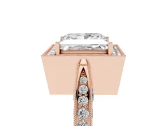 Princess Cut Diamond Halo Engagement Ring Set in Rose gold with Accent Split Shank Band