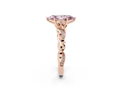Fancy Pink Marquise Cut Diamond Vine Band Solitaire Ring Set in Rose gold with Milgrain Prong Setting