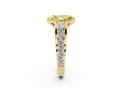 Fancy Yellow Marquise Cut Diamond Pavé Engagement Ring Set in Yellow gold with Prong Setting