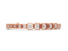 Round Diamond Tennis Bracelet Set in Rose gold with Milgrain Bezel Setting