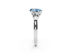 Fancy Blue Pear Cut Diamond Three-Stone Ring Set in Silver with Bold Center and Classic Band