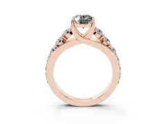 Fancy Black Oval Cut Diamond Pavé Engagement Ring Set in Rose gold with Prong Setting