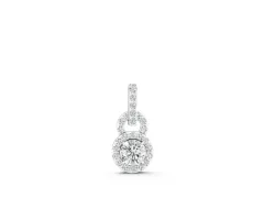 Round Halo Diamond Pendant Set in White gold with Pavé-Set Halo