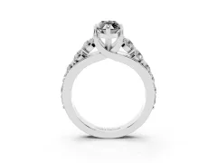 Fancy Black Marquise Cut Diamond Pavé Engagement Ring Set in White gold with Prong Setting
