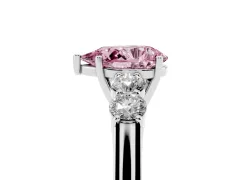 Fancy Pink Pear Cut Diamond Five-Stone Prong Set Band Ring Set in White gold with Polished Band