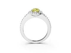 Fancy Yellow Marquise Cut Diamond Pavé Halo Ring Set in Platinum with Prong Setting