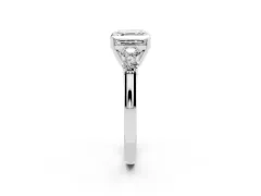 Asscher Cut Diamond Five-Stone Prong Set Band Ring Set in Silver with Polished Band