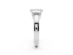 Radiant Cut Diamond Pavé Band Solitaire Ring Set in Silver with Prong Setting