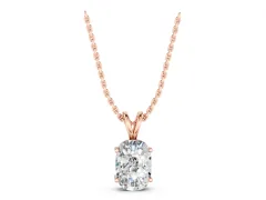 Old Mine Cushion Diamond Solitaire Pendant Set in Rose gold with Four-Prong Setting
