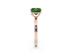 Fancy Green Radiant Cut Diamond Solitaire Ring Set in Rose gold with Plain Band and Prong Setting