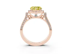 Fancy Yellow Heart Cut Diamond Halo Ring Set in Rose gold with Twist Band and Pavé Accents