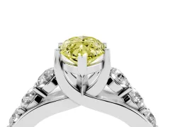 Fancy Yellow Marquise Cut Diamond Pavé Engagement Ring Set in Silver with Prong Setting