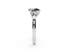 Fancy Black Pear Cut Diamond Three-Stone Ring Set in Silver with Bold Center and Classic Band