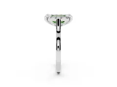 Fancy Green Emerald Cut Diamond Cluster Halo Solitaire Ring Set in Platinum with Prong Setting