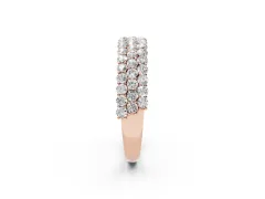 Round Diamond Checkerboard Pavé Promise Ring Set in Rose gold with Round Pavé Accents
